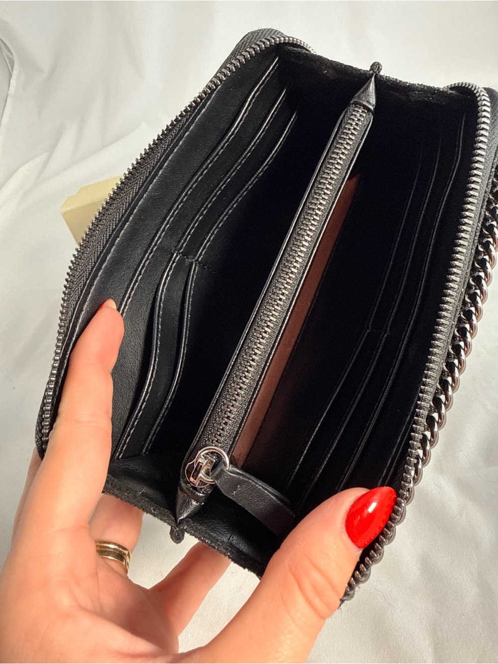 Stella McCartney Black Falabella Zip-Around Wallet - Picture 5 of 7